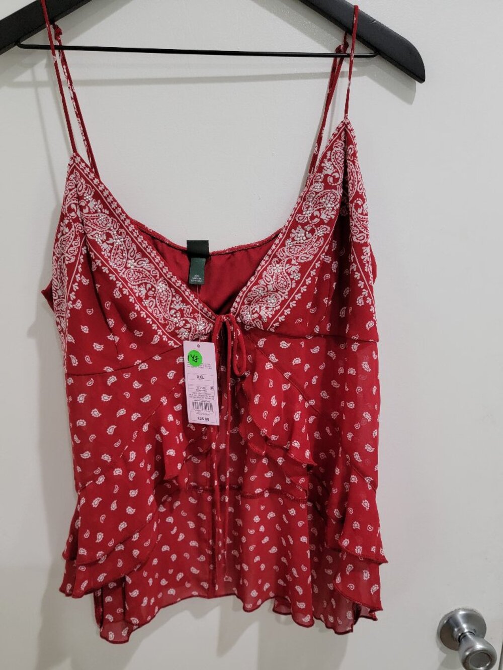 Women's Flyaway Bandana Tank Top - Wild Fable™ Red Paisley XXL